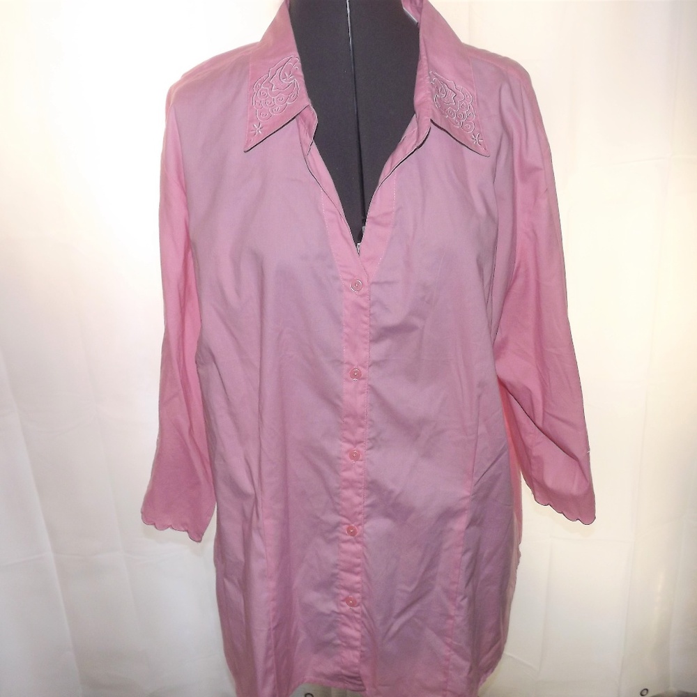 Quizz Woman Top/Blouse Size 24 Pink Rose Stretch Comfort Fit New With Tags